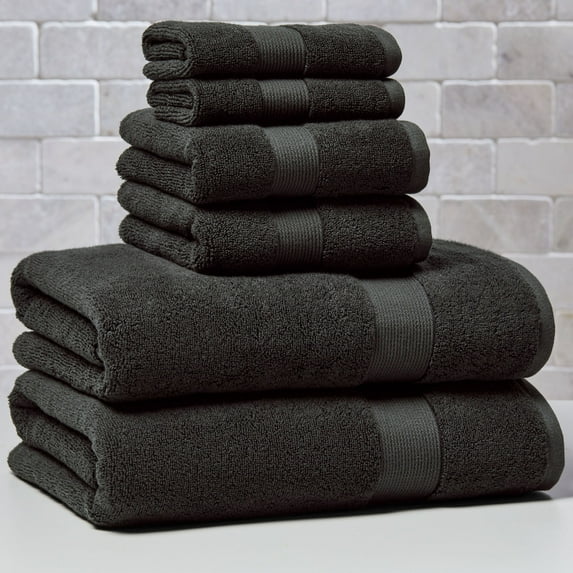 Better Homes & Gardens Signature Soft Solid Cotton 6 Piece Bath Towel Set,Rich Black