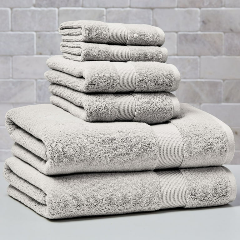 Better Homes Gardens Signature Soft Solid 6 Piece Towel Set Soft Silver Walmart