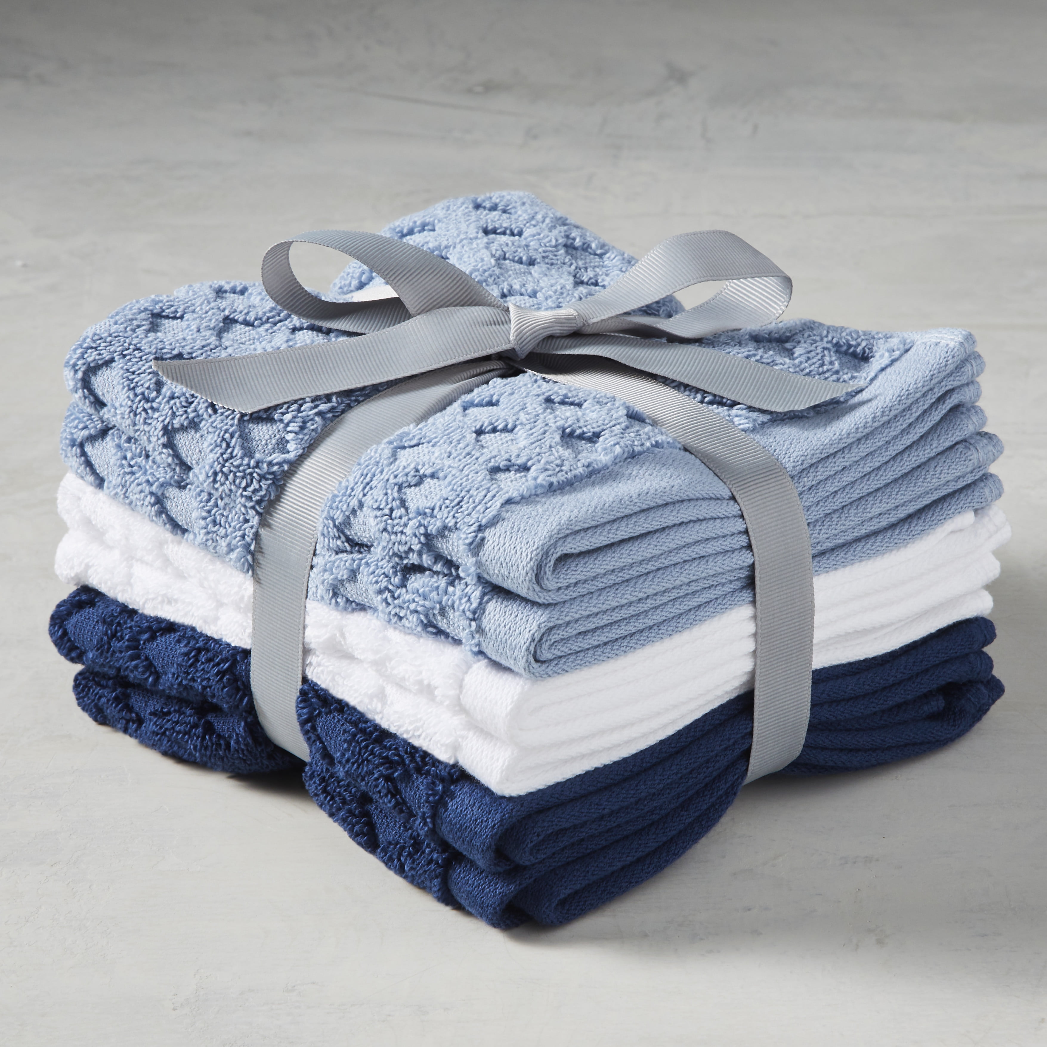 FRESHFOLDS Cotton Textured 4-pc. Bath Towel Set Mineral Blue
