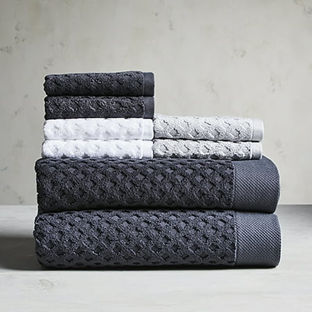 Better Homes & Gardens Signature Soft Textured 8 Piece Towel Set, Gray Shadow
