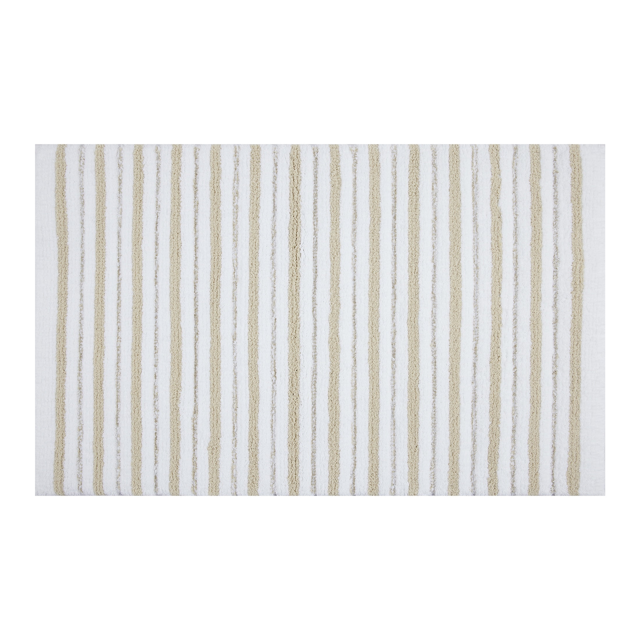 Better Homes & Gardens Signature Soft Tufted Stripe Bath Rug, Almond Biscuit & White, 20" x 34"
