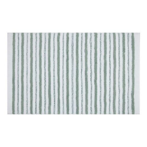 Better Homes & Gardens Signature Soft Tufted Stripe Bath Rug, Green River & White, 20" x 34"