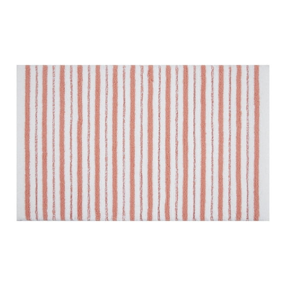 Better Homes & Gardens Signature Soft Tufted Stripe Bath Rug, Old Rose & White, 20" x 34"