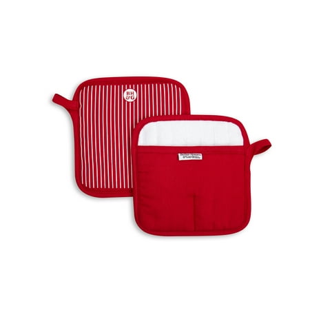 Better Homes & Gardens Silicone Printed Pot Holders Kitchen Set, 2 Piece, 8 in x 8 in, Red