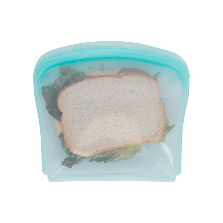 Better Homes & Gardens Silicone Sandwich Food Storage Bag- Teal, Durable,  Leakproof, Reusable