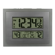 Better Homes & Gardens Silver Atomic Wall/Table Clock with Moon Phase & Calendar