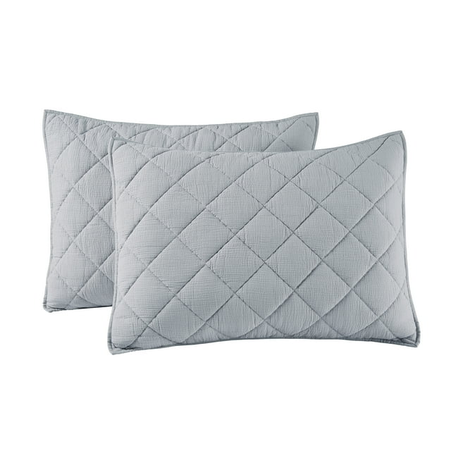 Better Homes & Gardens Silver Diamond Gauze Pillow Shams, Standard (2