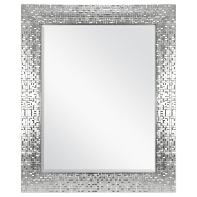Better Homes & Gardens Silver Glam Mosaic Tile Wall Mirror, 23x28 Inch