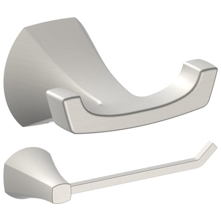 Better Homes & Gardens Simple Flare 3-Piece Bathroom Hardware Set – Satin Nickel Toilet Paper Holder & Robe Hooks