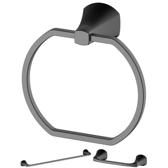 Better Homes & Gardens Simple Flare 3-Piece Bathroom Hardware Set, Matte Black, Includes Towel Bar, Robe Hook & Toilet Paper Holder