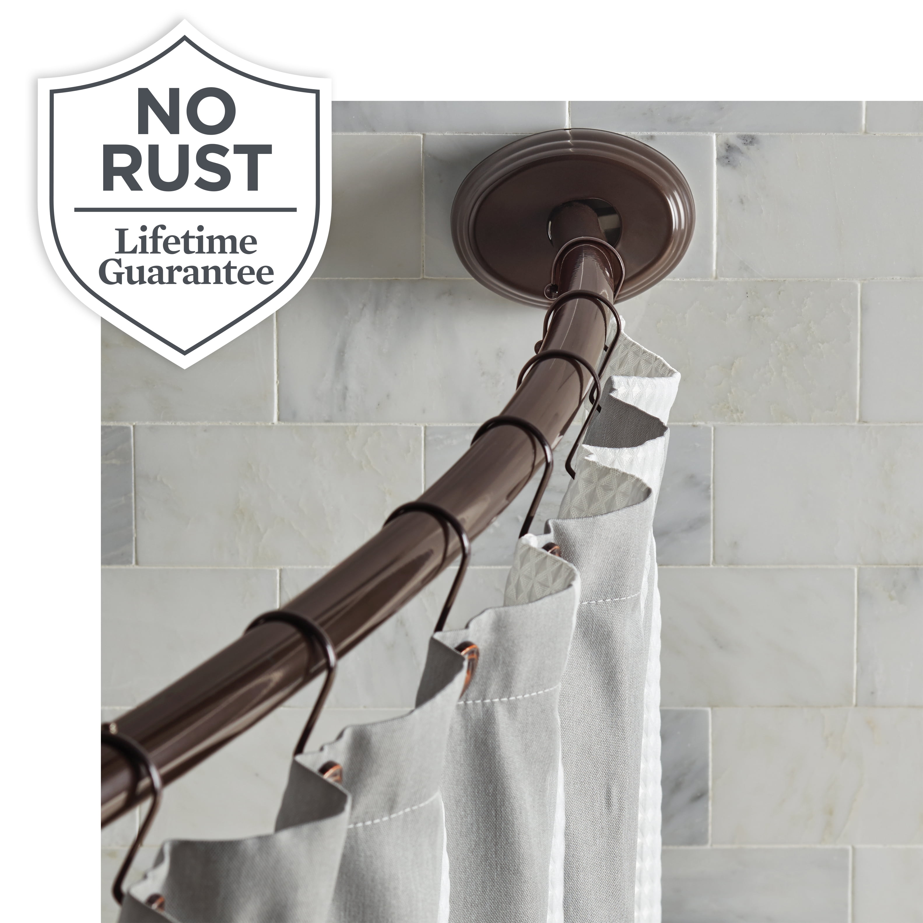 Add extra storage with an extra shower curtain rod, then all you