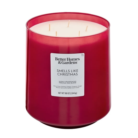Better Homes & Gardens Smells Like Christmas 5-Wick Glass Jar Candle, 100 oz