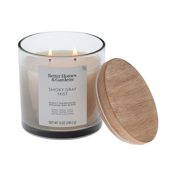 Better Homes and Gardens Smoky Gray Mist Scented 2-Wick Ombre Jar Candle 12oz.