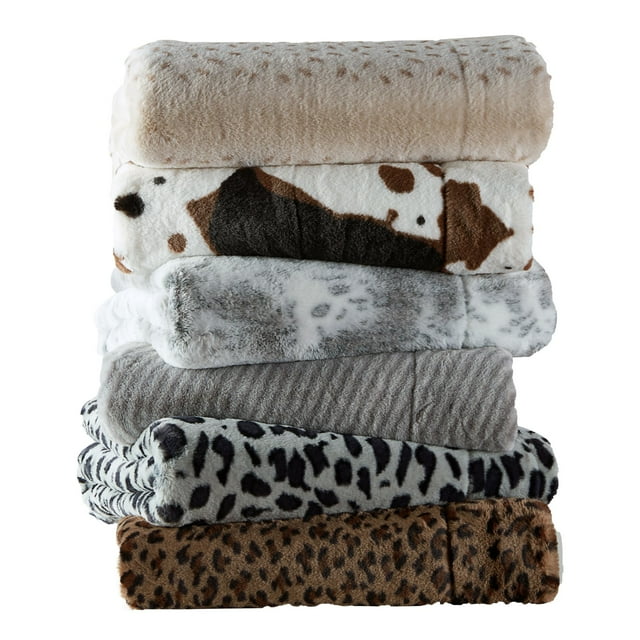 Better Homes & Gardens Snow Leopard Faux Fur Reverse to Sherpa