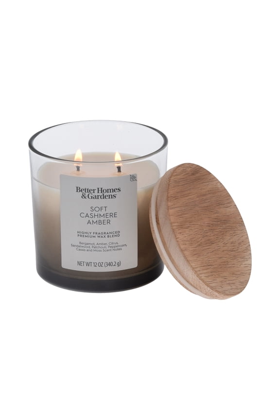 Better Homes and Gardens Soft Cashmere and Amber Scented 2-Wick Ombre Jar Candle 12oz.