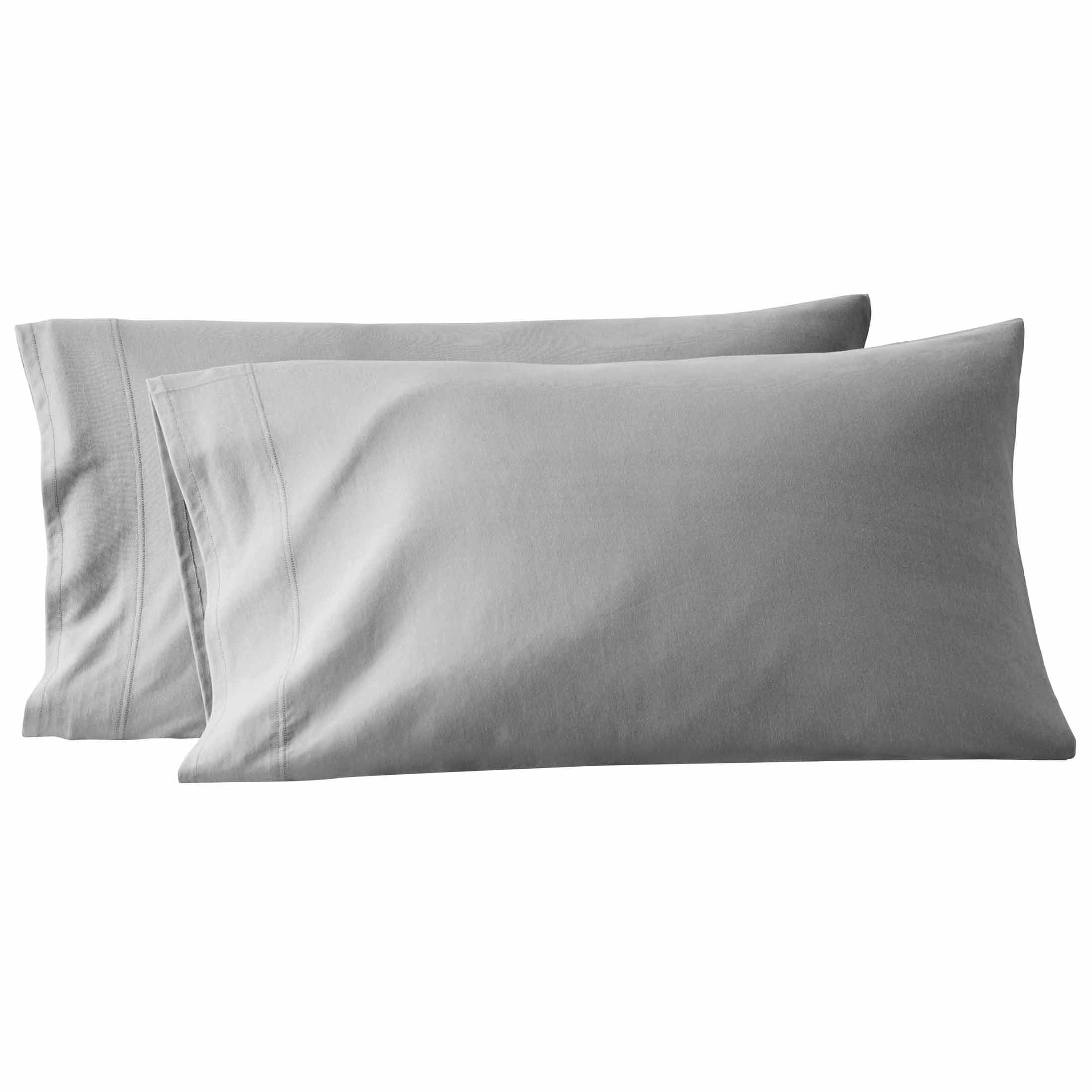 Better Homes & Gardens Soft Silver Adult Jersey Pillow Cases, Standard/Queen 20"W x 32"L (2 Count)
