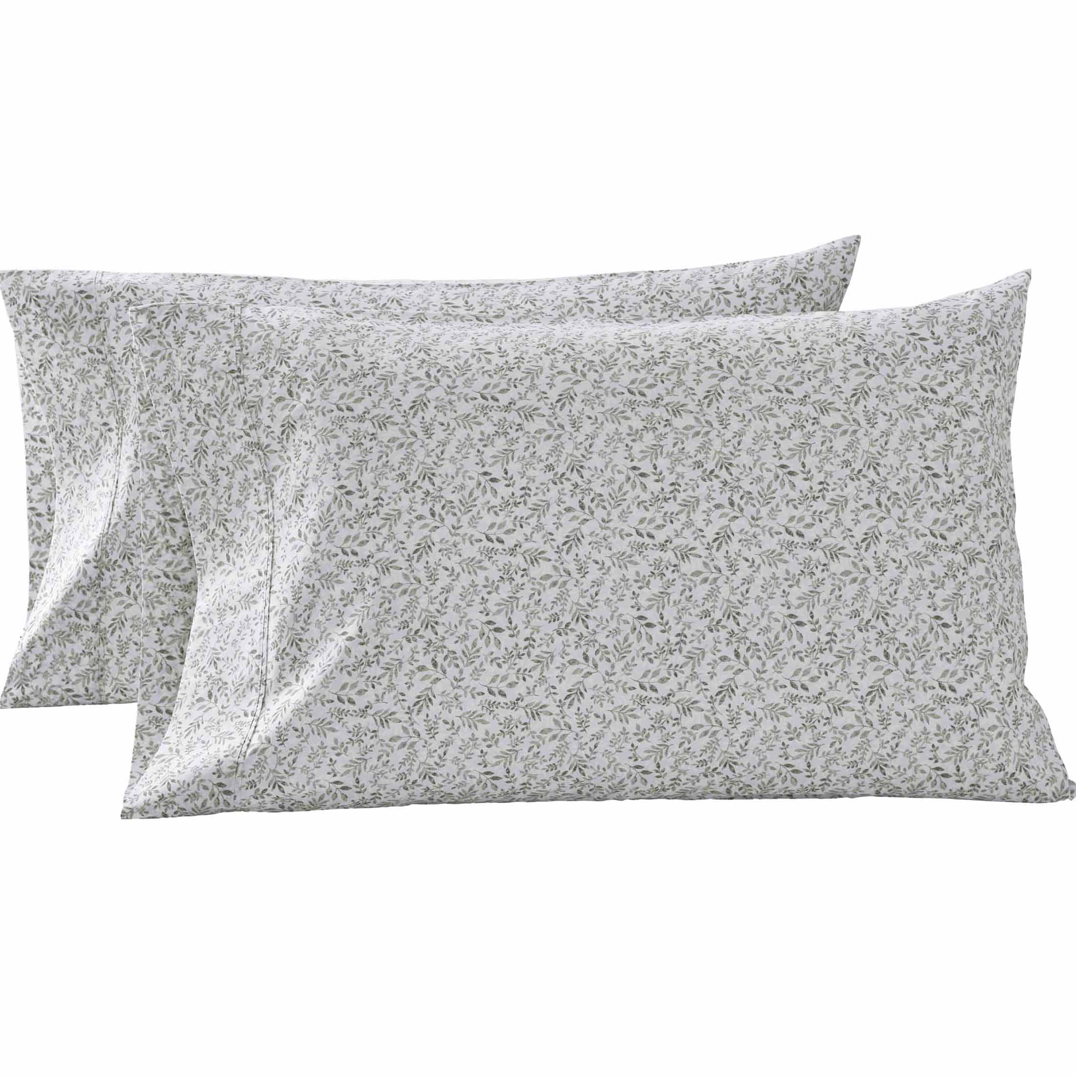 Better Homes & Gardens Soft Silver Botanical Cotton Percale Pillowcases, Standard/Queen (2 Count)