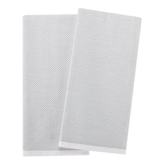 Better Homes & Gardens Soft Silver Cotton-and-Polyester Woven Dual-Purpose Oversized Kitchen Towels 2 Pack