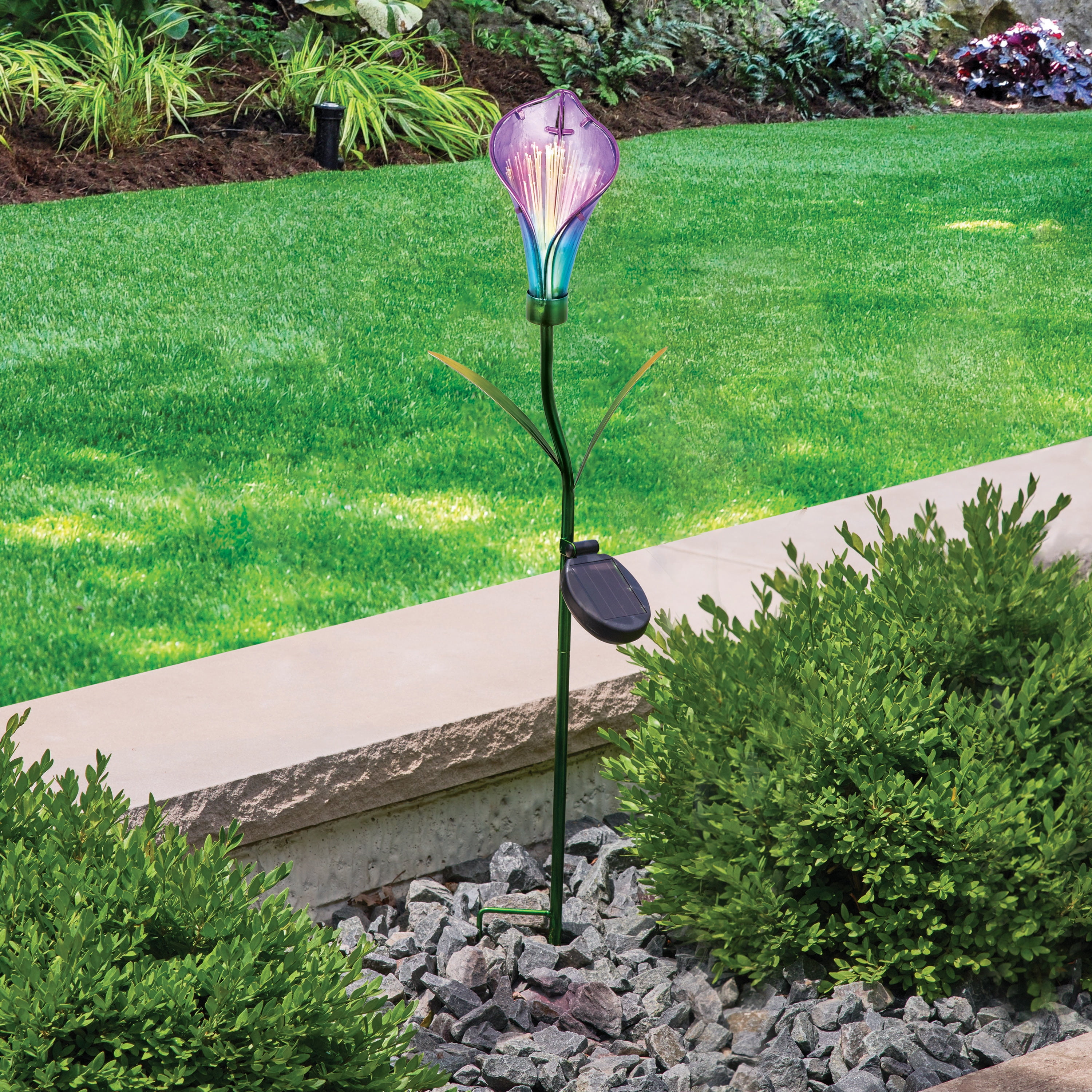 Better Homes & Gardens Solar LED Purple Lily Glass Flower Stake Light