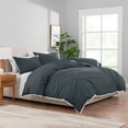 thumbnail image 1 of Better Homes & Gardens Solid Color Contrast Border Linen Flange Soot Gray Full/Queen 3-Piece Duvet Cover Set, 1 of 7