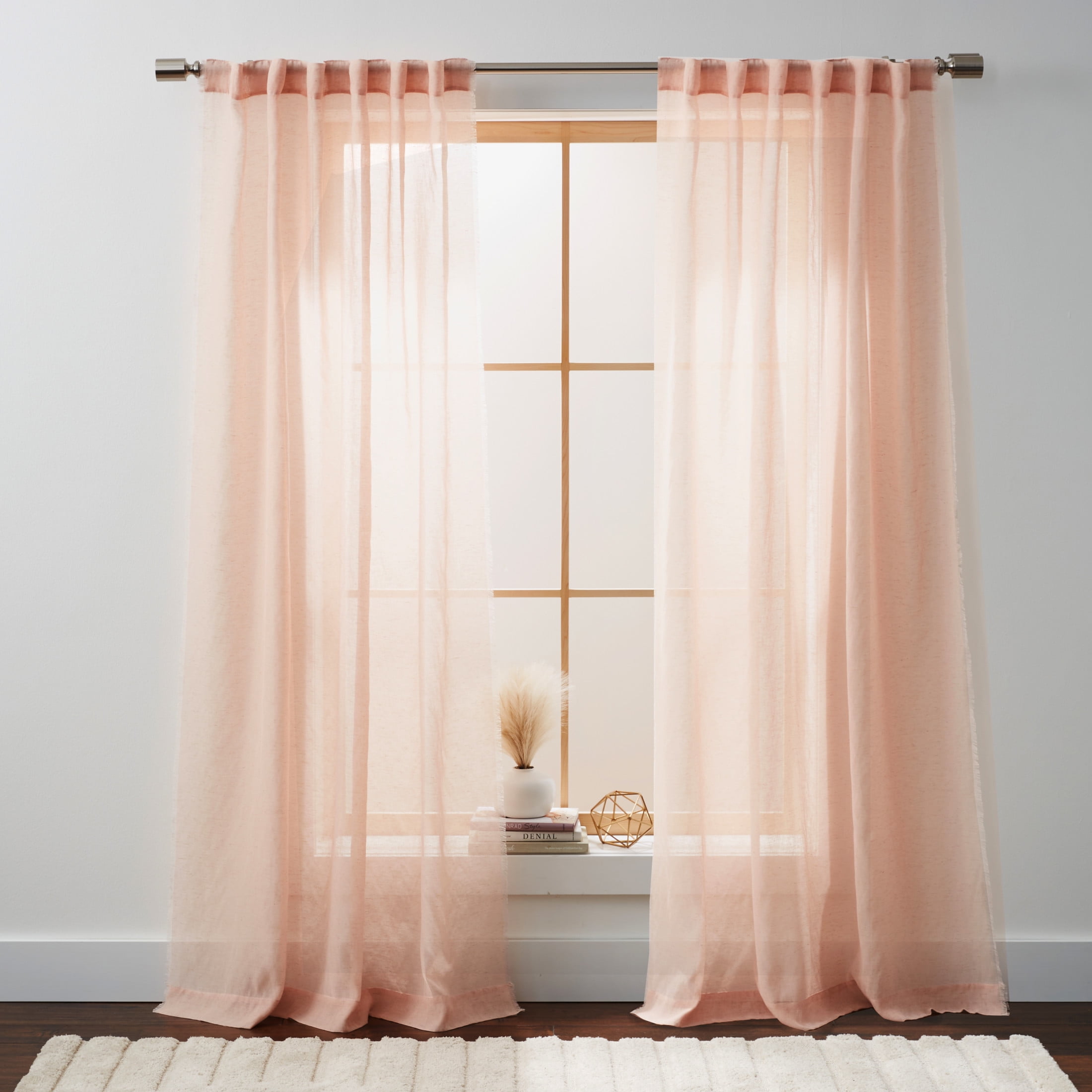 Better Homes & Gardens Solid Fringe Rod Pocket Curtain, Single Panel, Cherry Blossom, 50" W x 95" L