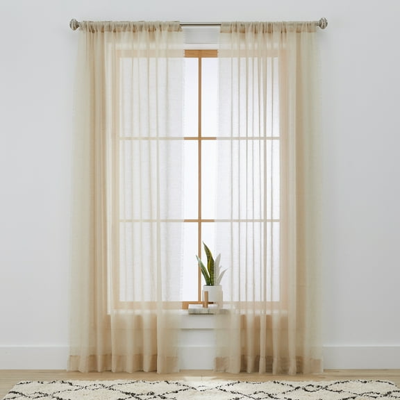 Better Homes & Gardens Solid Fringe Rod Pocket Curtain, Single Panel, Papyrus Beige, 50" W x 84" L