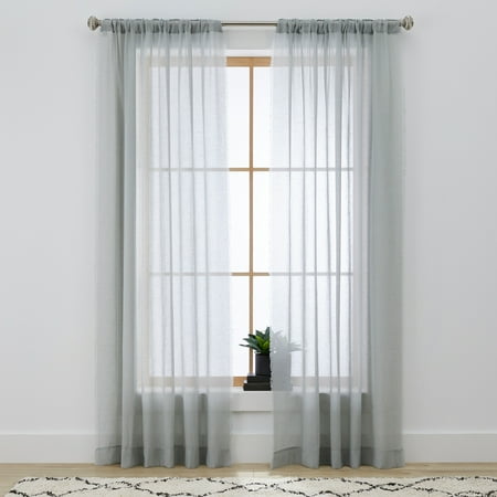 Better Homes & Gardens Solid Fringe Rod Pocket Curtain, Single Panel, Soft Silver, 50 in W x 84 in L