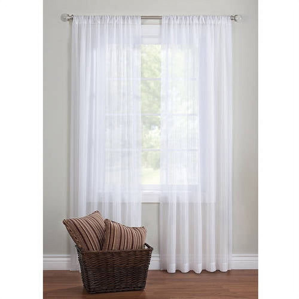 Better Homes & Gardens Solid Print Rod Pocket Sheer Curtain Panel, 52" x 63", Tan and White - image 1 of 5