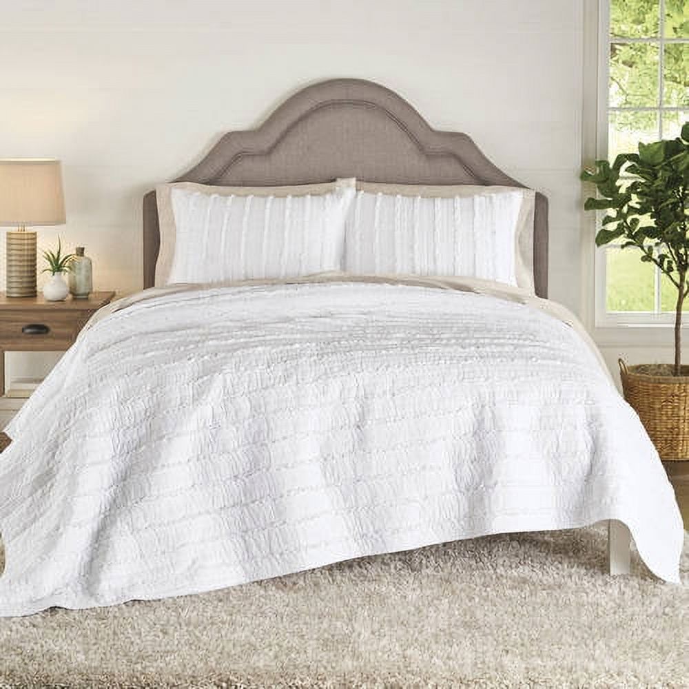 Better Homes & Gardens Solid Ruffle Stripe Quilt, 1 Each
