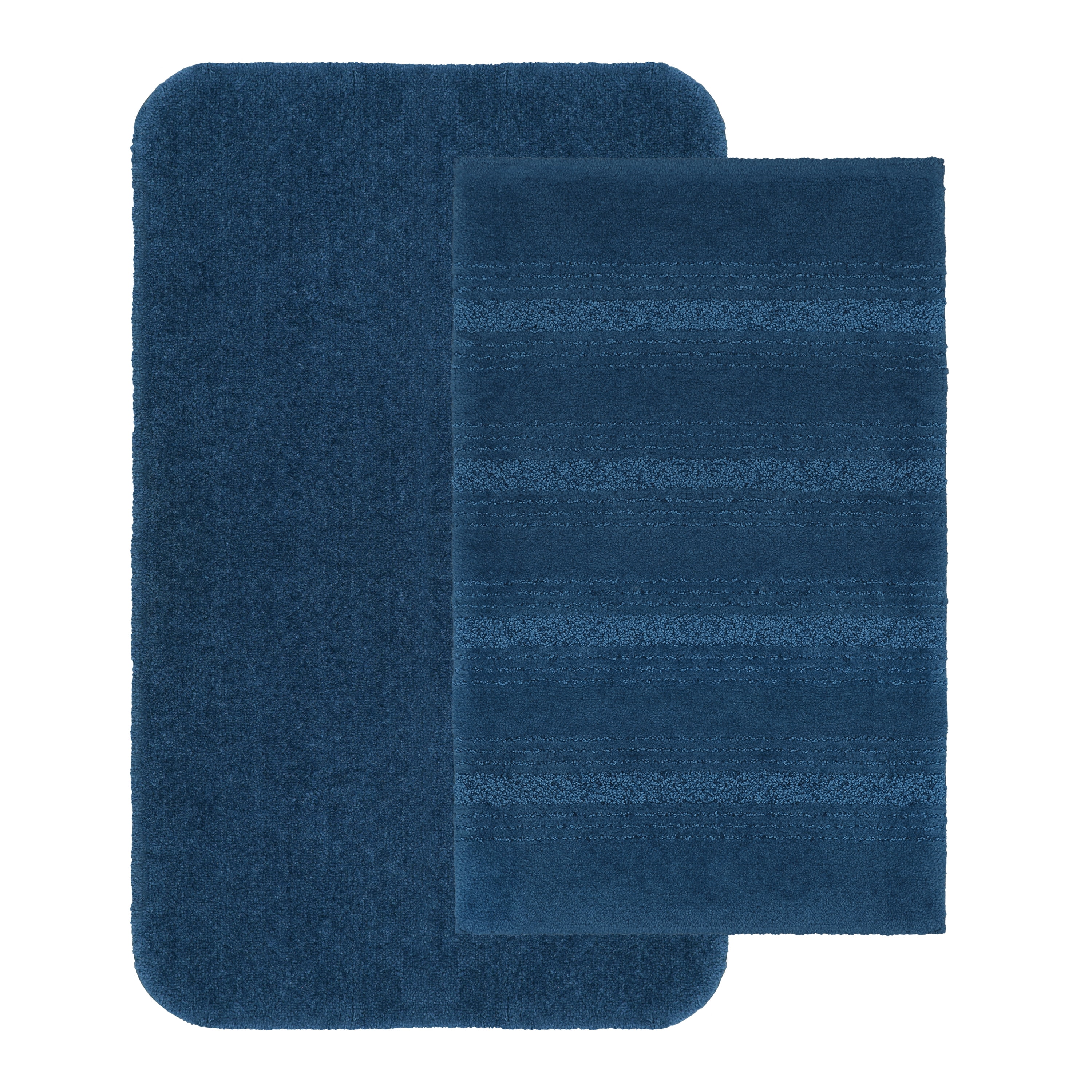 Better Homes & Gardens Solid Stripe Baltic Blue Nylon Bath Rug Set, 2
