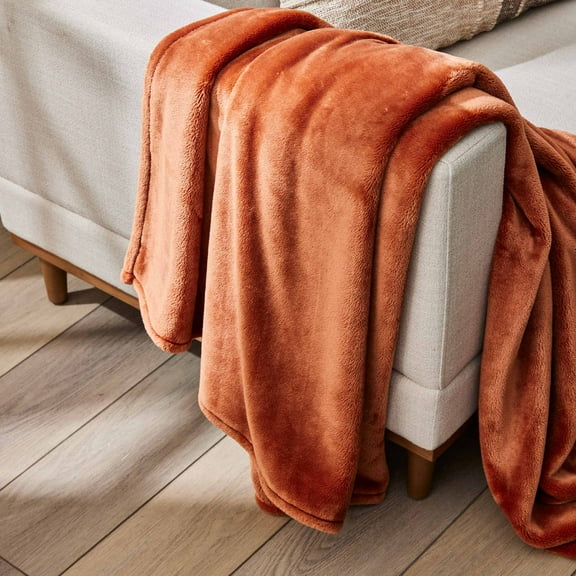 Better Homes & Gardens Solid Velvet Plush Soft Fleece Throw Blanket, Oversized, Copper Pipe