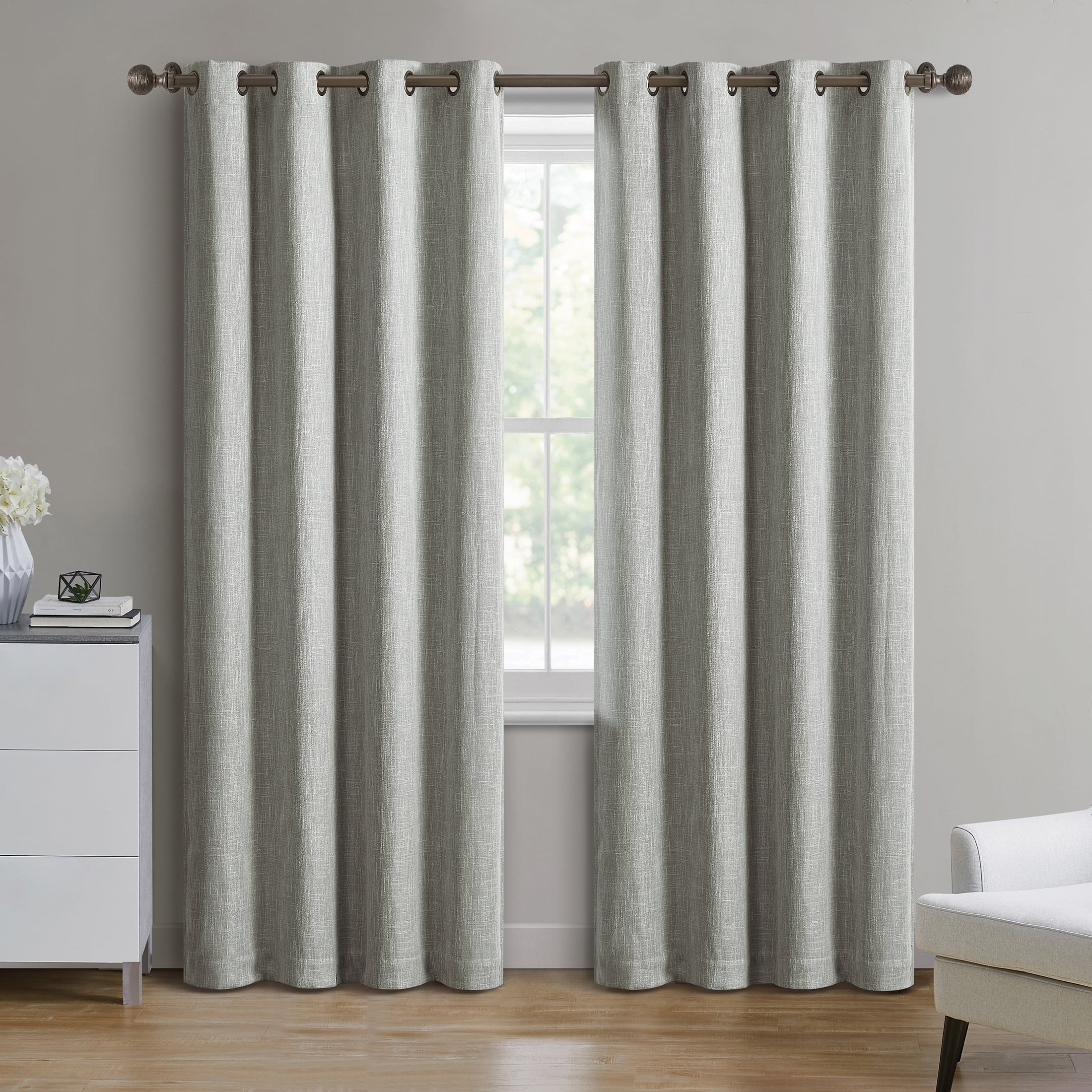 Better Homes & Gardens Solid Woven Textured Grommet Blackout Curtain Panel, 1-Piece, Silver, 50" W x 95" L