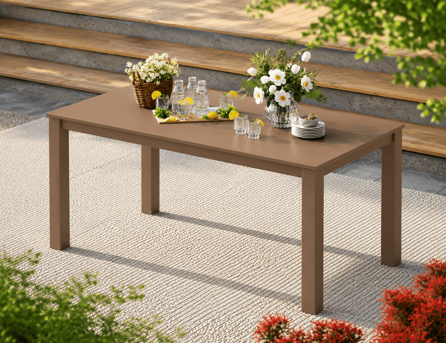 Better Homes & Gardens by POLYWOOD Southlake 34 in x 64 in Outdoor Dining Table, Teak