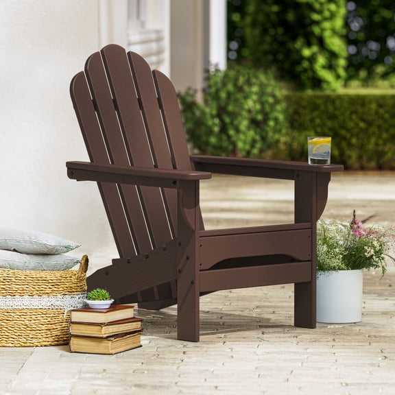 Better Homes & Gardens by POLYWOOD Southlake Outdoor Flowerback Adirondack Chair, All-Weather HDPE, Patio Seat, Mahogany