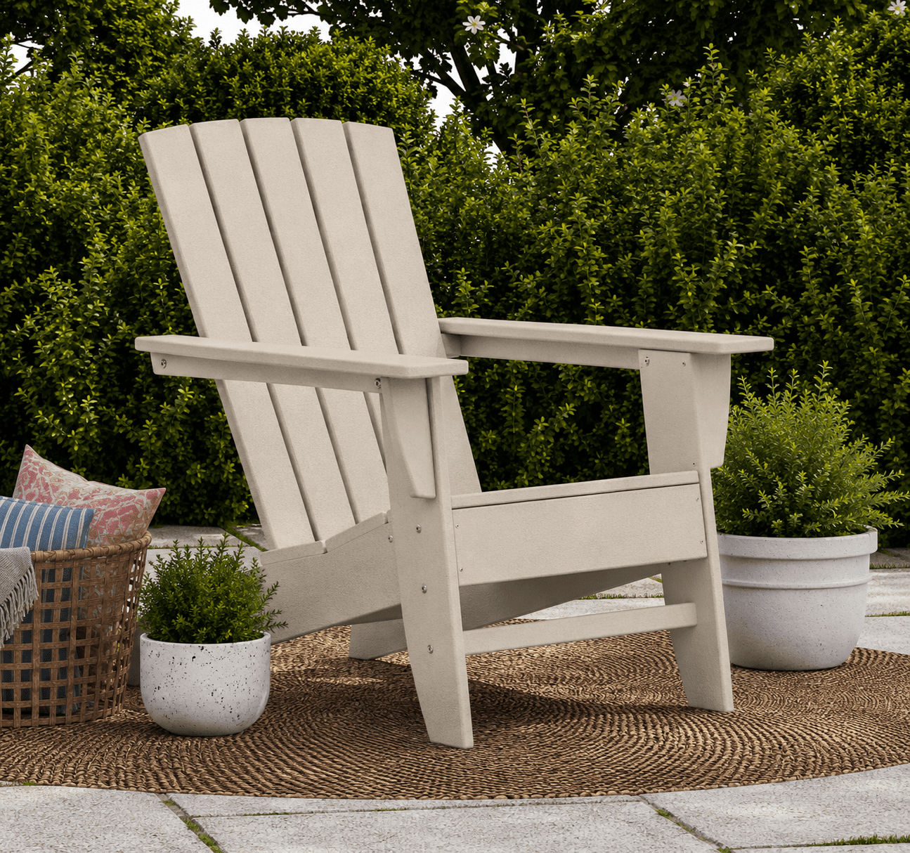 Better Homes & Gardens by POLYWOOD Southlake Outdoor Modern Adirondack Chair, All-Weather HDPE, Patio Seat, Sand