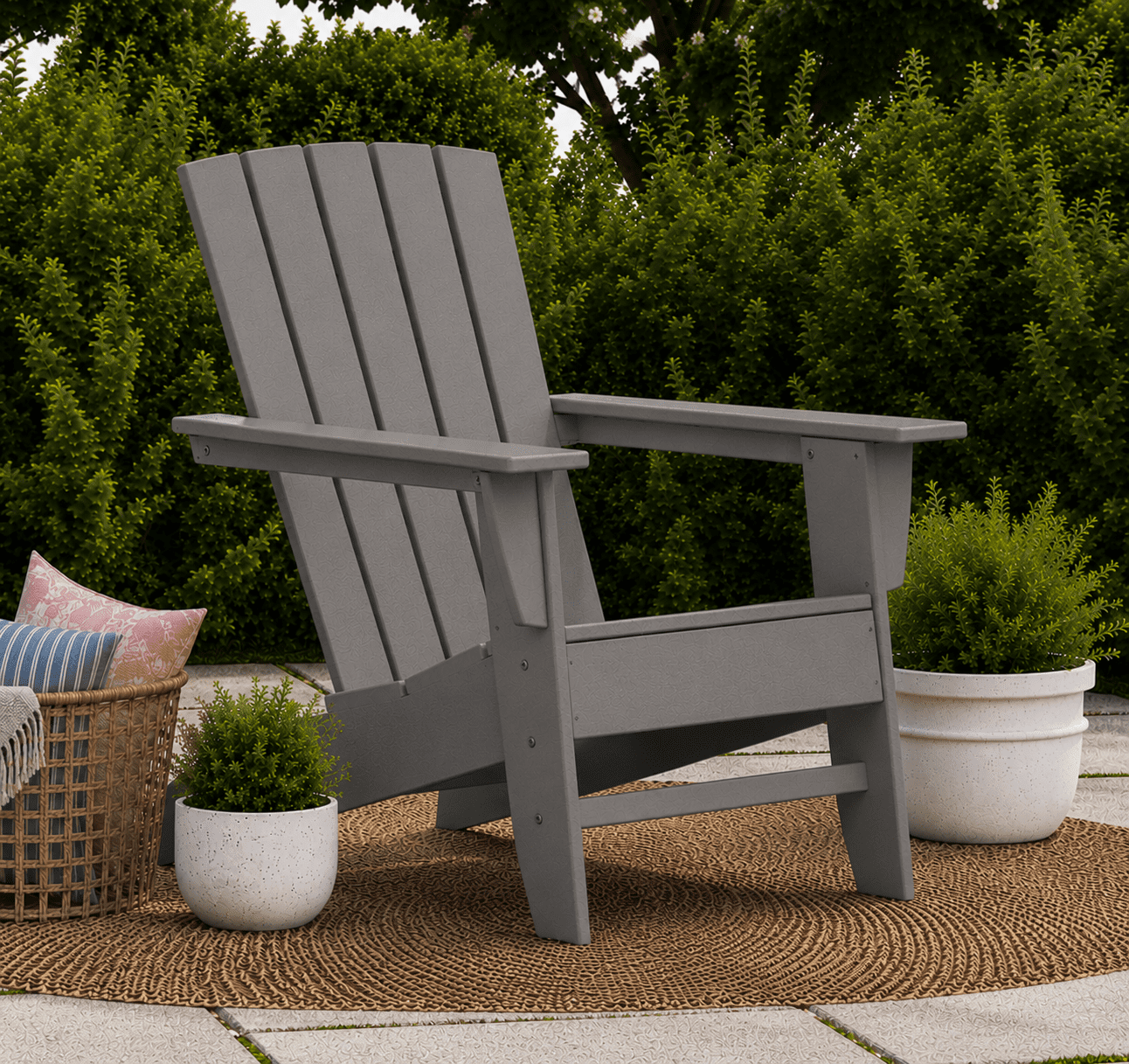 Better Homes & Gardens by POLYWOOD Southlake Outdoor Modern Adirondack Chair, All-Weather HDPE, Patio Seat, Slate Grey