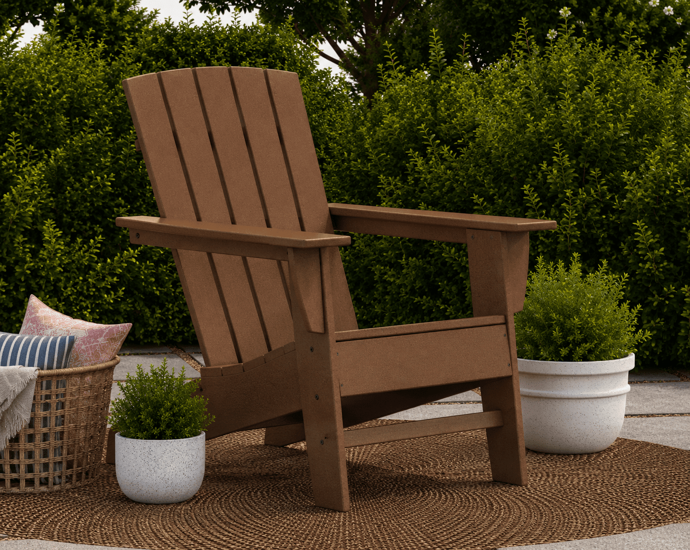 Better Homes & Gardens by POLYWOOD Southlake Outdoor Modern Adirondack Chair, All-Weather HDPE, Patio Seat, Teak