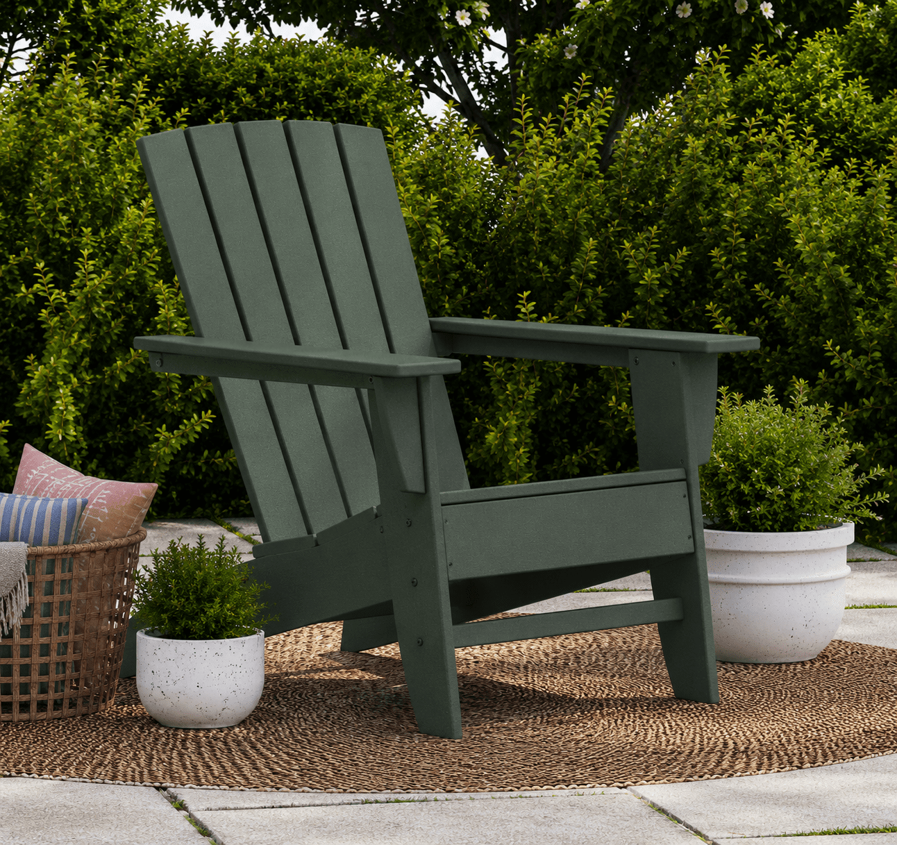 Better Homes & Gardens by POLYWOOD Southlake Outdoor Modern Adirondack Chair, All-Weather HDPE, Patio Seat, Green