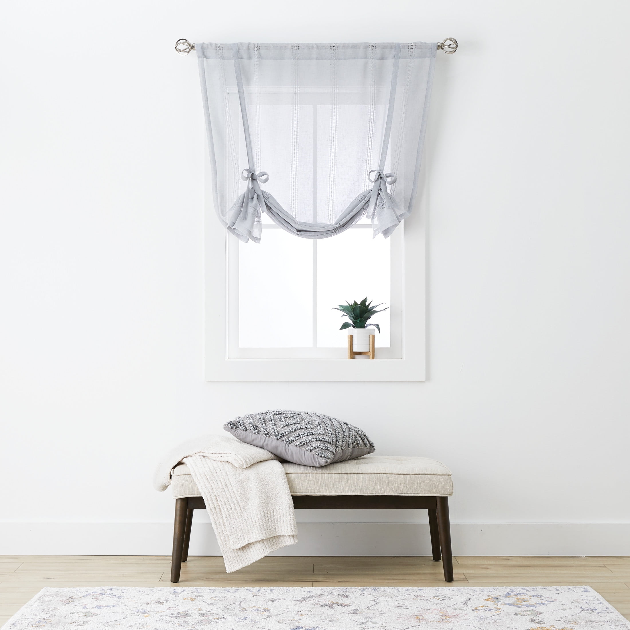 Better Homes & Gardens Specialty Stitch Balloon Shade, Soft Silver, 42 in x 63 in, 1 Panel