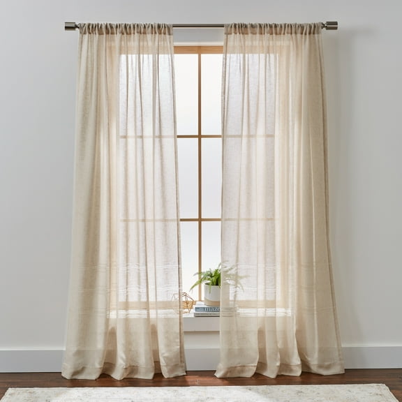 Better Homes & Gardens Specialty Stitch Single Curtain Panel, Papyrus Beige, 50" W x 108" L
