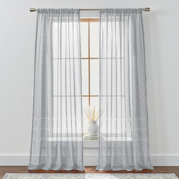 Better Homes & Gardens Specialty Stitch Single Curtain Panel, Soft Silver, 50" W x 108" L