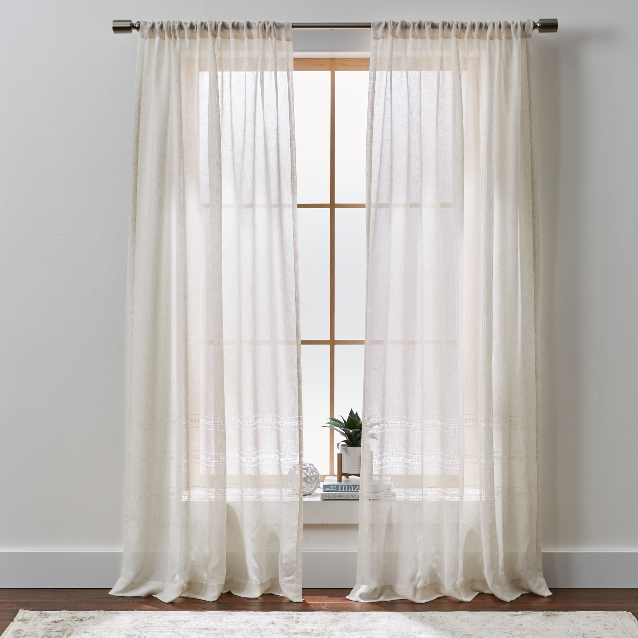 Better Homes & Gardens Specialty Stitch Single Curtain Panel, Vanilla Dream, 50" W x 95" L
