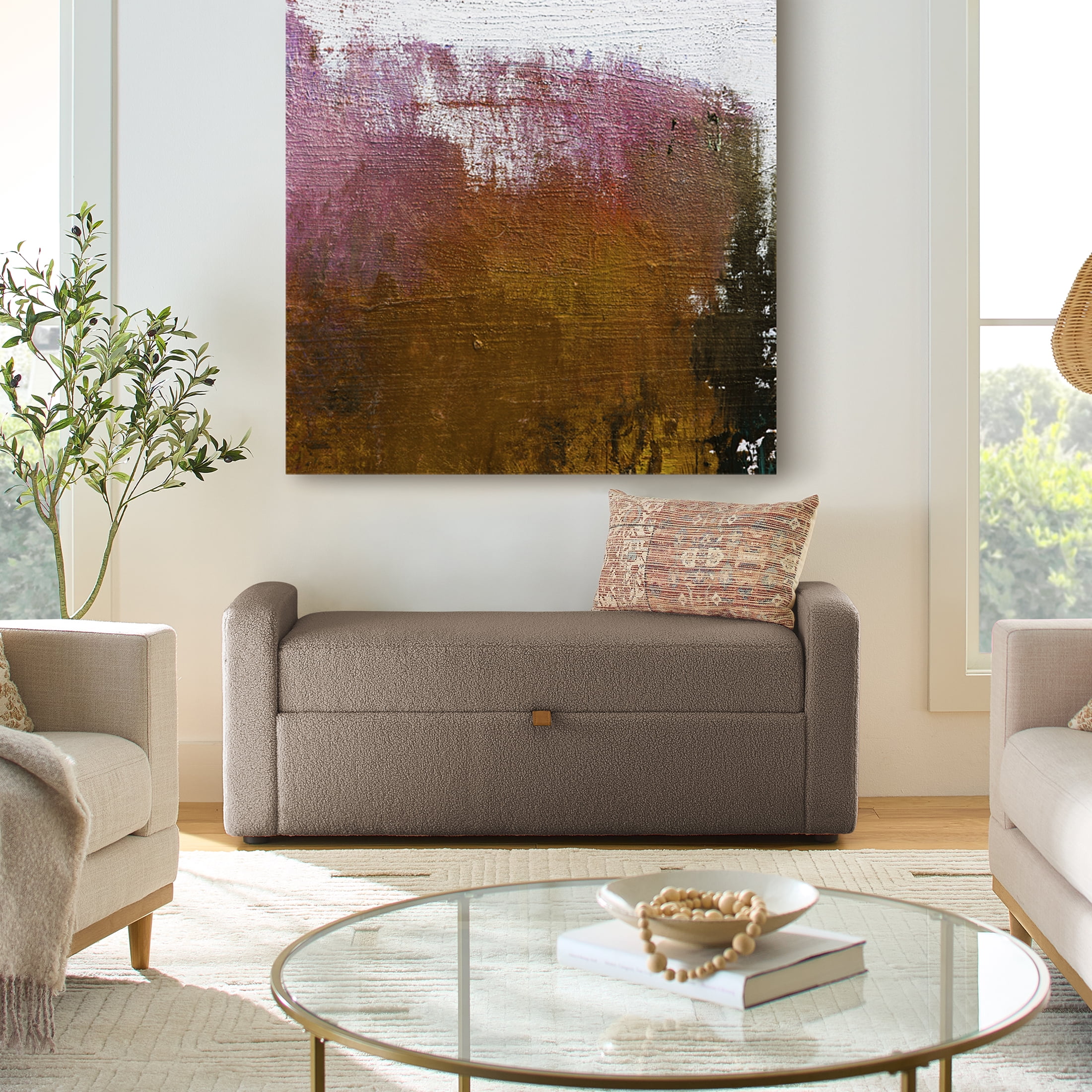 Better Homes & Gardens Springwood 55.12" Storage Bench, Truffle Brown - Walmart.com