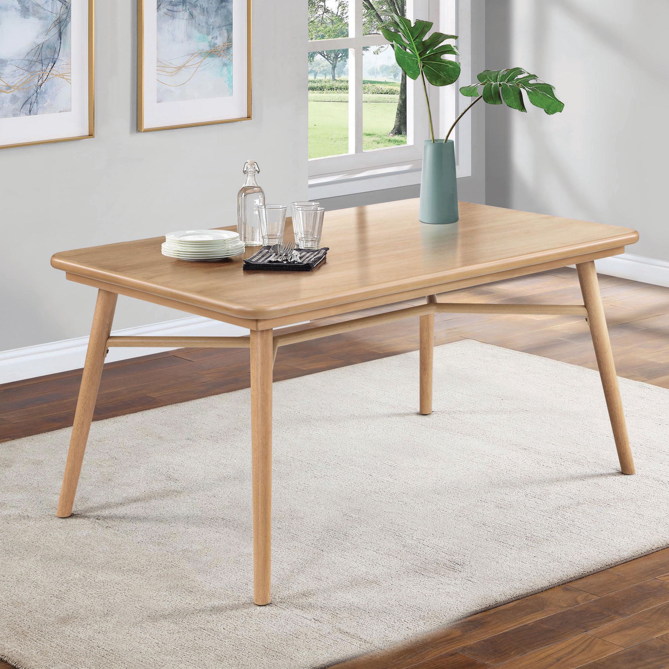 Better Homes & Gardens Springwood 59.5" Rectangle Dining Table, Natural Wood