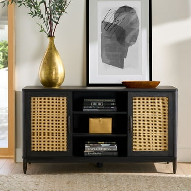 Better Homes & Gardens Springwood Cane TV Stand for TV's up to 65", Charcoal Finish