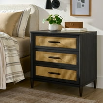 Better Homes & Gardens Springwood Caning 3-Drawer Chest with USB, Charcoal finish: