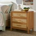 thumbnail image 1 of Better Homes & Gardens Springwood Caning 3-Drawer Nightstand with USB, Light Honey finish, 1 of 9