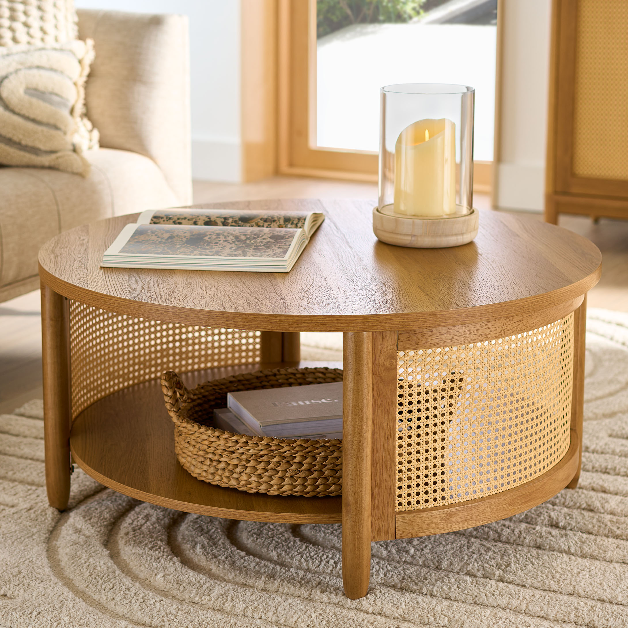 Better Homes & Gardens Springwood Caning Coffee Table, Light Honey Finish - image 1 of 9