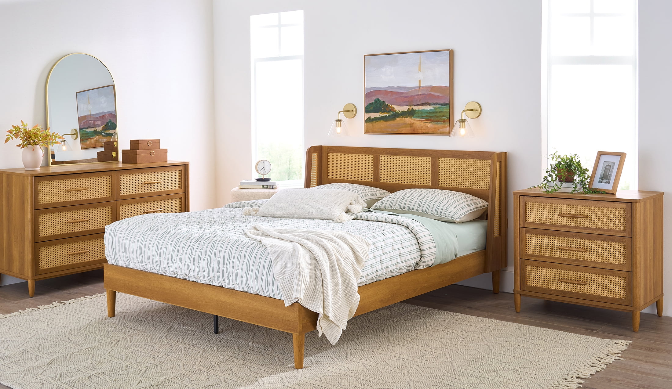 Better Homes & Gardens Springwood Caning King Platform Bed With