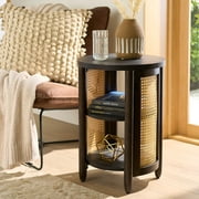 Better Homes & Gardens Springwood Caning Side Table, Charcoal Finish